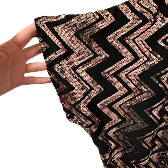 MONAMIE Women’s Black & Gold Sequence Dolman Sleeve Blouse, Size XL - Picture 7 of 15